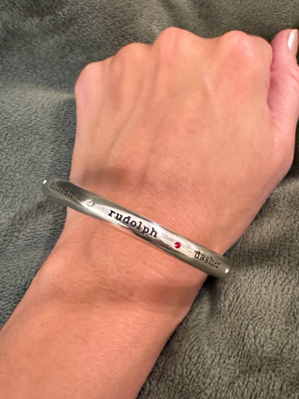 Brighton Silver-tone Personalized Cuff Bracelet- Santa’s Reindeers - B Merry